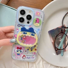 Cute Tamagotchi Clear Mag Safe Holder+Case Cover For iPhone 16 Pro Max 15 14 13