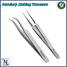 2 Pcs Professional Tweezers Jewellery Making Watch Maker Repairing Tools