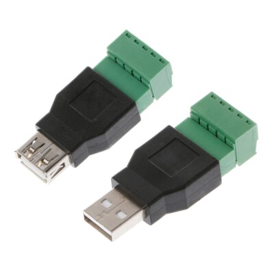 USB 2.0 Shield Terminal Plug Adapter Connector Type A Male Female to 5P Screw