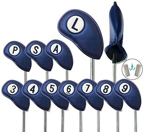 Golf Iron Head Covers Magnetic Set of 9 Leather fit Most Irons Embroidery Style - Bild 16 von 17