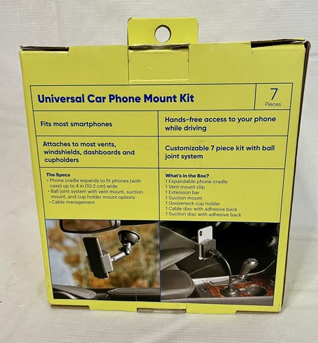Drive Onn Universal Car Phone Mount Kit 7 Piece Brand New Apple/Android - Zdjęcie 2 z 5