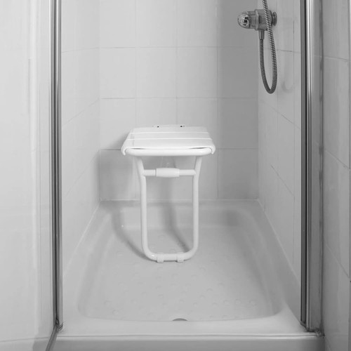 Kingfisher Wall Mounted Shower Seat with White Powder Coated Legs - Picture 5 of 5