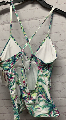 Jessica Simpson Small Tankini Top Jungle Cruise Tie-Back Green New - Picture 3 of 5