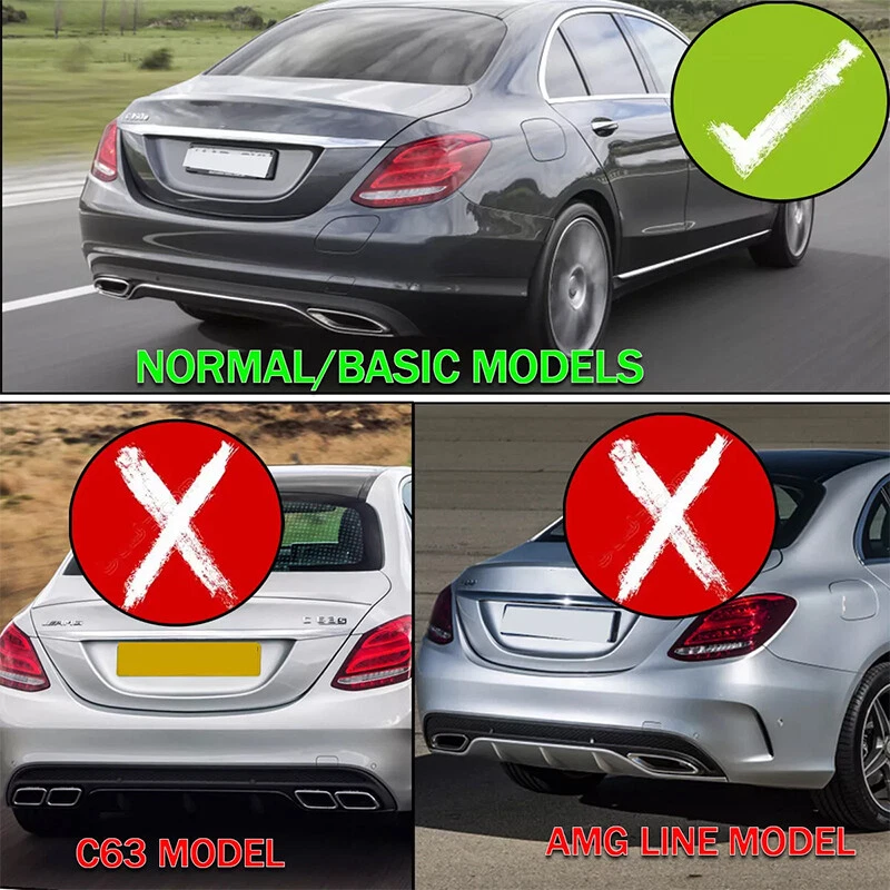 For 2015-2018 Mercedes Benz W205 C200 300 Carbon Look Rear Diffuser+Exhaust Tips Foto 2 de 4