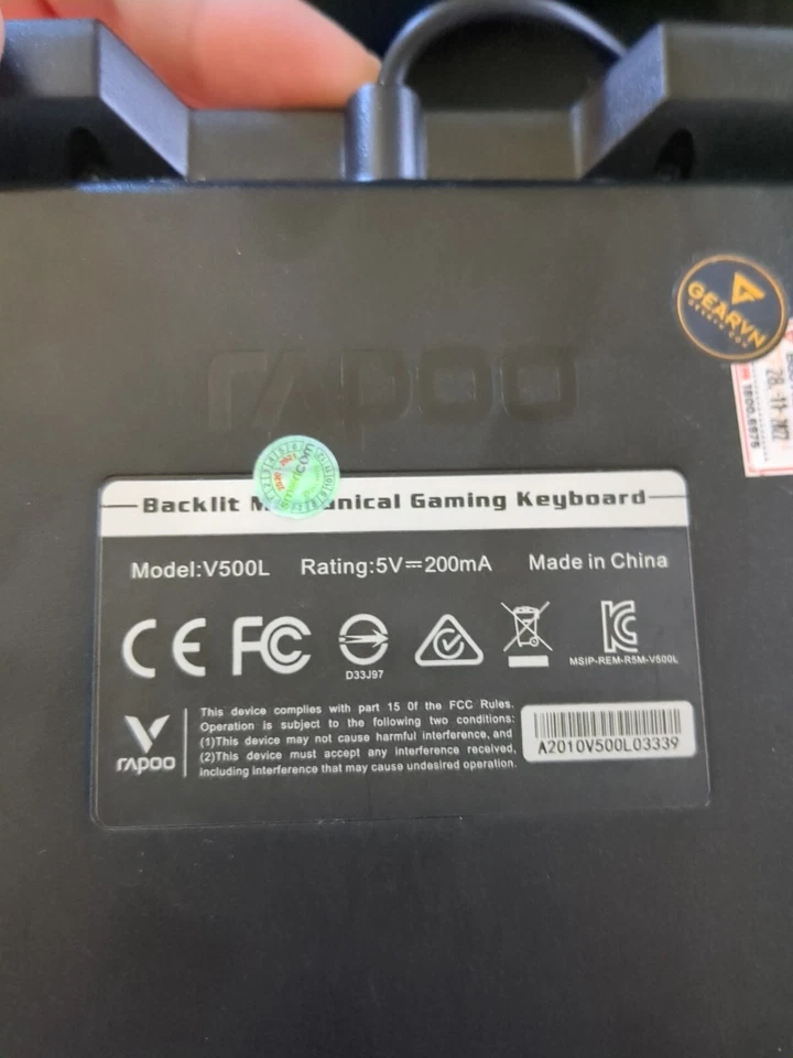 Rapoo V500L USB Wired Mechanical Gaming QWERTY Keyboard black, lighted - Image 4 of 4