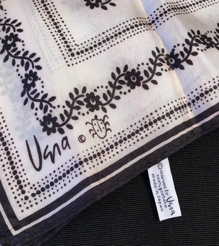 Fabulous Vintage Vera Neumann Ladybug Scarf Floral B/W Flower Print Japan - Picture 5 of 5
