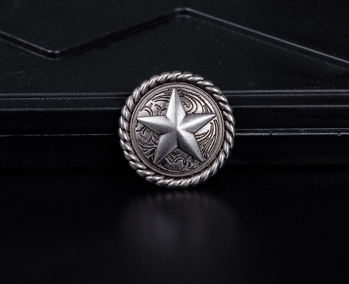 10PCS 3CM ANTIQUE SILVER ROUND ROPE EDGE STAR SADDLE RIVETBACK CONCHOS FOR CRAFT - Picture 7 of 10