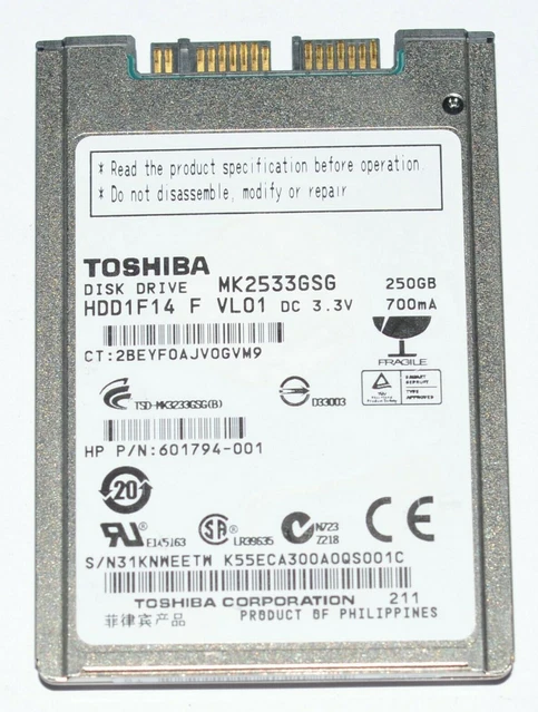 1.8" MK2533GSG MICRO SATA 250GB Hard Drive For Toshiba Elitebook 2530P 2730P 274 - Image 3 of 4