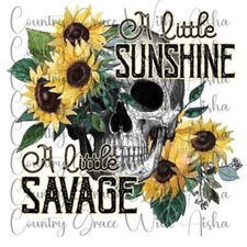 Sublimation Transfer Print Sunshine Skull Ready to Press Heat Transfer