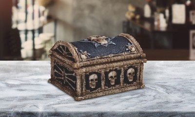5 1/2'' wide Black Skull Trinket Box Halloween ation Home Decor Unique Gift