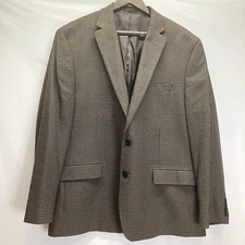 Ralph Lauren Black Label Mens Brown Houndstooth Sport CoatBlazer Jacket Size 48R