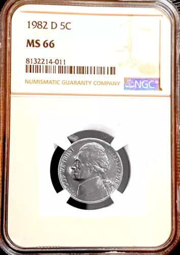 1982-D Jefferson Nickel - NGC MS66 - Combined Shipping