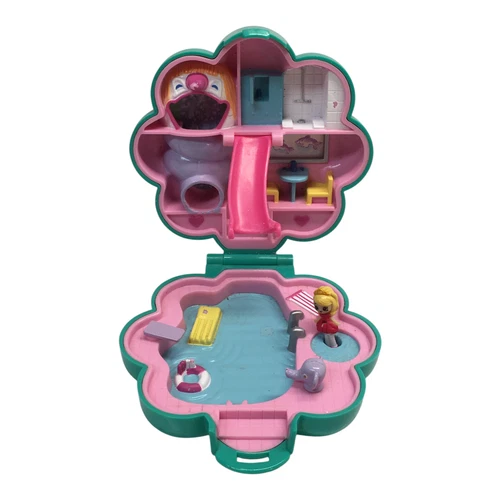 Vtg 1990 Polly Pocket Water Fun Park Bluebird Compact Playset 1 Figure DAMAGED