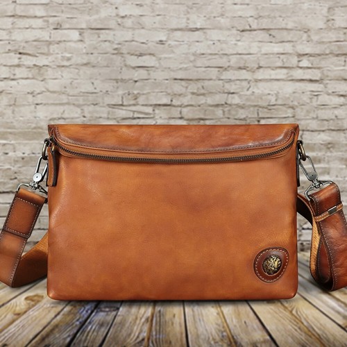 Genuine Leather Messenger Bag and Clutch Purse for Men and Women Leather Should - Picture 7 of 12