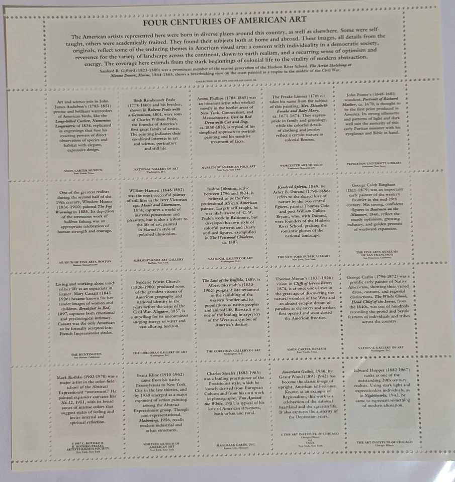 STAMPS US "FOUR CENTURIES OF AMERICAN ARTS", 2-BLOCK, NEW NH. - Image 2 of 2