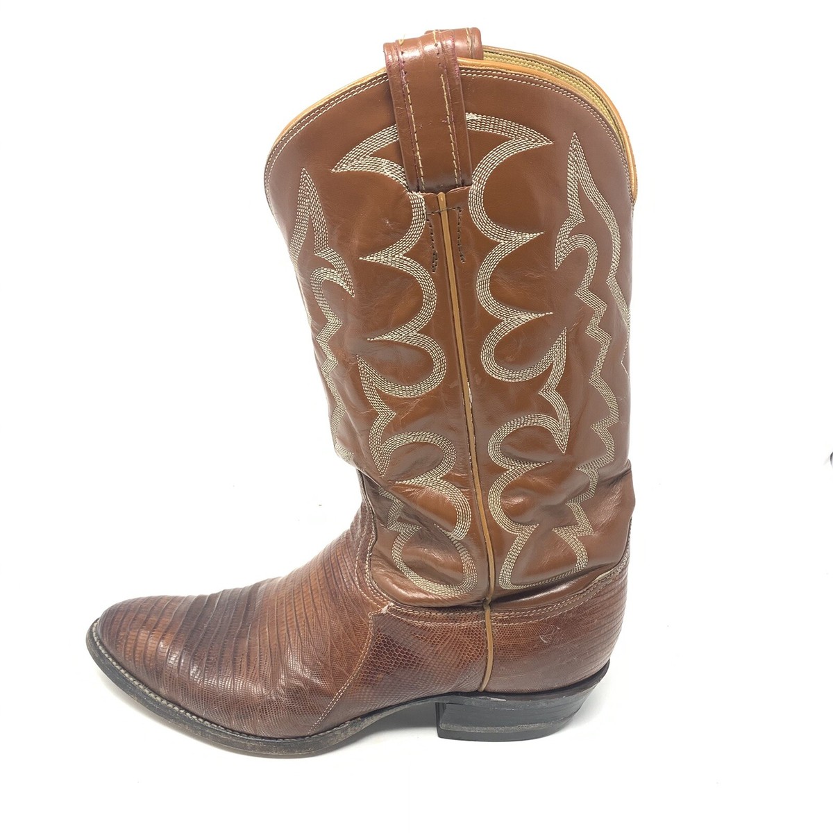 Tony Lama Vintage Teju Lizard Cowboy Boots Size 10.5 B Exotic  