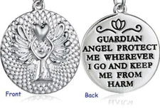 GUARDIAN ANGEL PROTECT PRAY RELIGIOUS pendant 26" Sterling silver 925 necklace