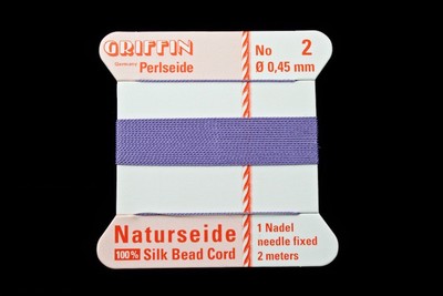 Griffin silk bead cord #4-0.6mm 2m of thread purple one card of lilac