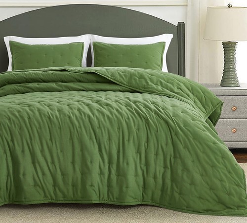 Chezmoi Kollektion 3-teiliges Tencel Modal gemischt Halbmond genäht Quilt Set - Bild 10 von 15