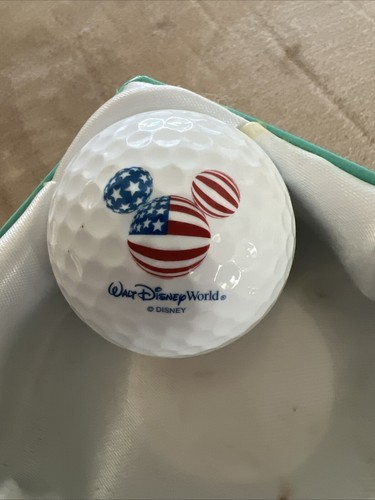 WALT DISNEY WORLD PATRIOTIC MICKEY RED WHITE BLUE LOGO PINNACLE 4 GOLF BALL-NEW
