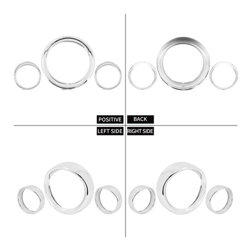 7" Visor Headlight Bezel 4.5" Fog Lights Trim Rings Chrome Fit For Road King 94+ - Foto 9 di 19