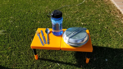 Portable Folding Camp Table & Storage- Easy to Carry and Pack Short Folding Work