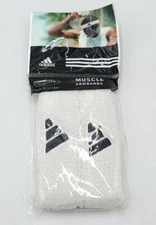 Adidas Climalite 1" Muscle Armbands Odor Resistant One Pair  White Sz Stretch