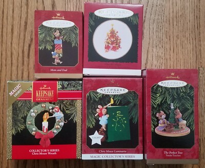 Lot 5 NEW Hallmark MOUSE Chris Wreath Luminaria VERA Plate Mom Dad Perfect Tree