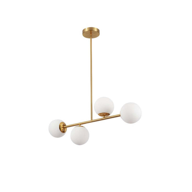 Gold Metal Body Opal Glass Globes Ceiling Light 4xE27 Fittings TEKLED
