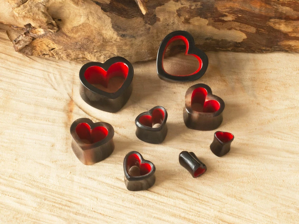Herz Horn Flesh Tunnel Ohr Plug Piercing Schmuck Ohr Dehner Expander Heart - Bild 3 von 4
