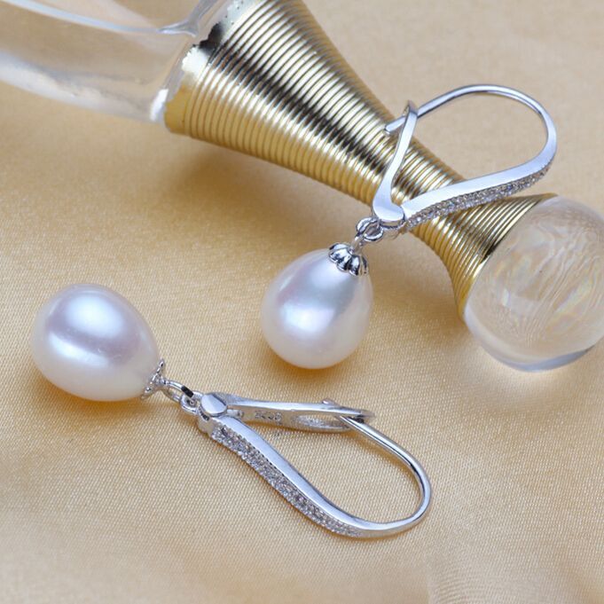 ピアス Natural Freshwater Pearl Drop 925 Silver Earrings(2 COLOR) Natural Drop Pearl Earrings - 925 Sterling Silver Freshwater