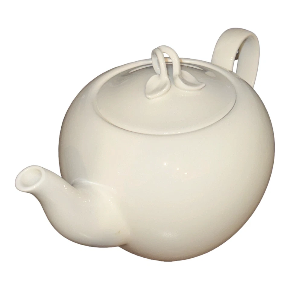 Teapot White Martha Stewart Montmartre Macys Porcelain Leaf Discontinued 5 cup - Image 2 of 4