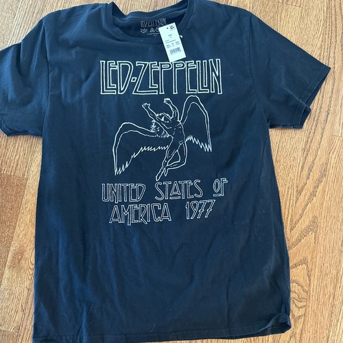 LED ZEPPELIN MENS T SHIRT LICENSED 1977 TOUR TEE NEW- rock tee black Large - Picture 2 of 4
