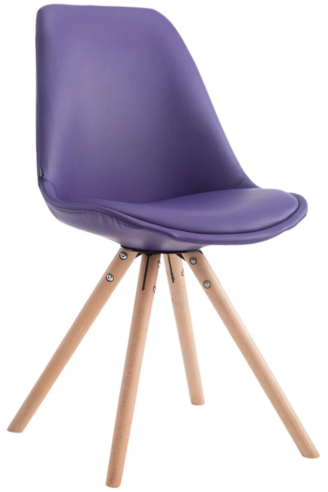 Chaise De Salle A manger Laval En Similicuir avec pieds en Bois ronds et Dossier - Photo 1/1
