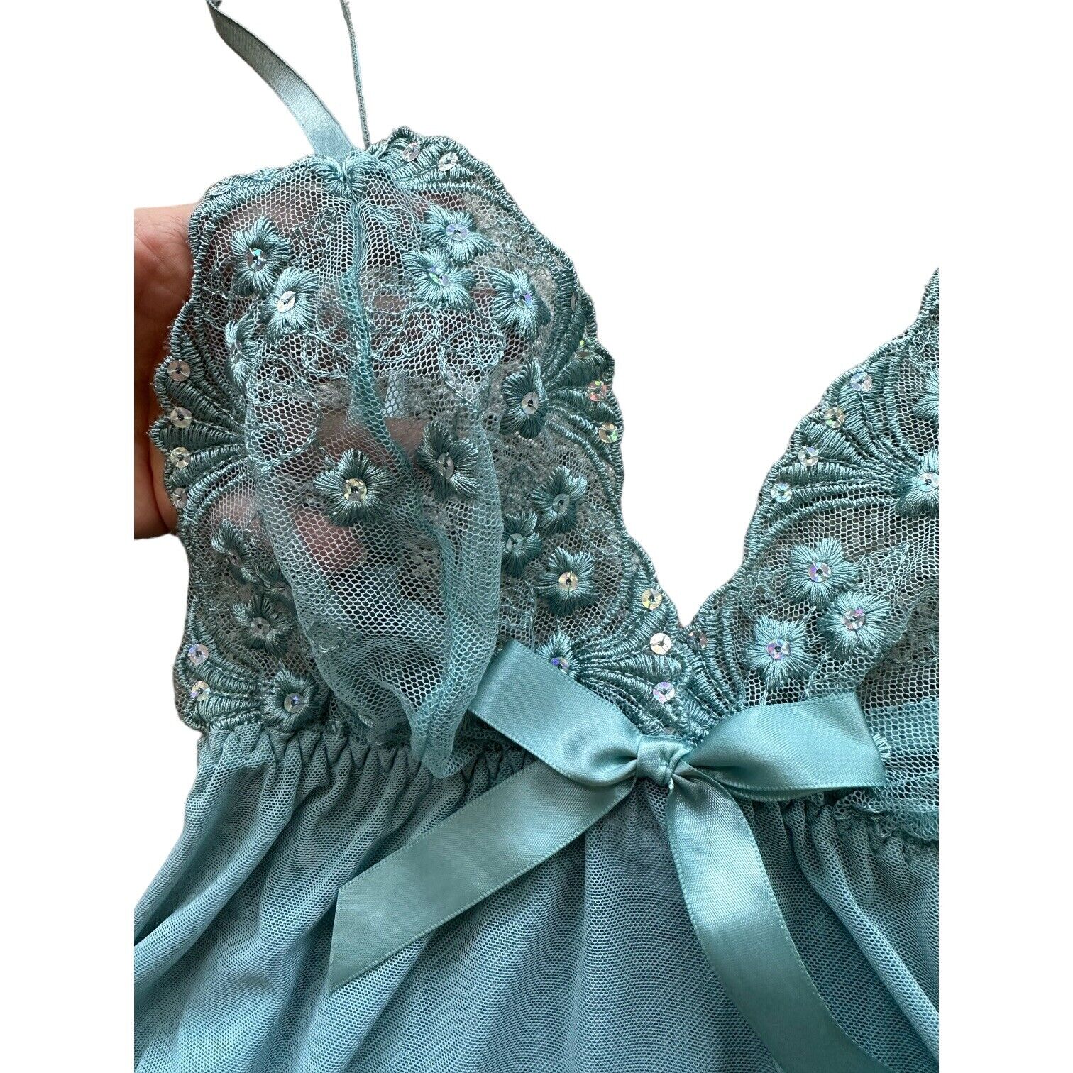 Vtg 90s Babydoll Slip Dress Teddy Lingerie Floral… - image 5