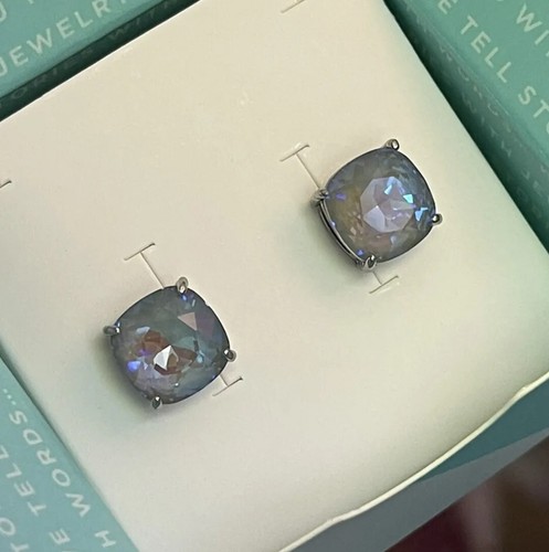 Origami Owl SILVER CLARA EARRINGS w/SERENE GRAY DELITE SWAROVSKI CRYSTALS NIB - Picture 3 of 3