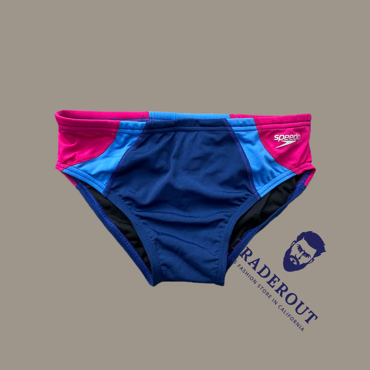 Speedo Men blue magenta haze colorblock swim Brief Swimwear size