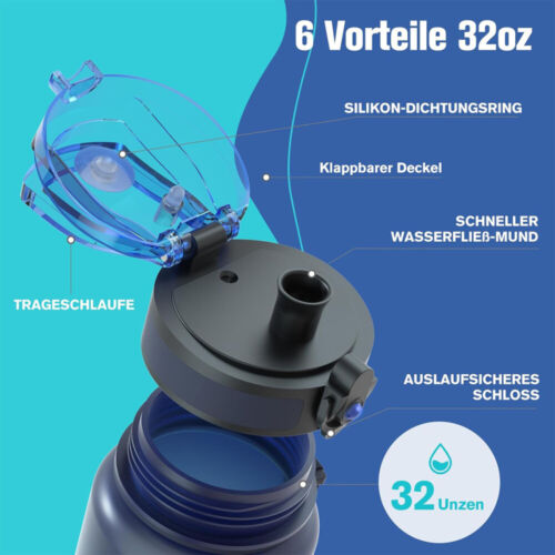 Trinkflasche Sport Trinkflasche BPA-frei Tritan 1L Auslaufsicher Wasserflasche - Bild 10 von 21