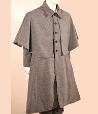 Men's Gray Singel Caped Greatcoat About 1760 until 1830th Men's Cape Wool Coat