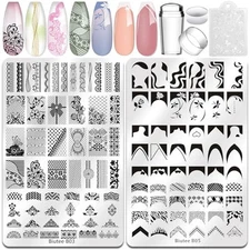  Nail Stamping Plate French Tip Nail Stamp Plate 2PCS French Line Lace Nail 