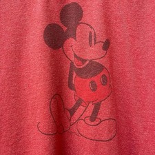 Vintage Disney Store Classic Mickey Mouse Men's Small Red Ringer T-Shirt