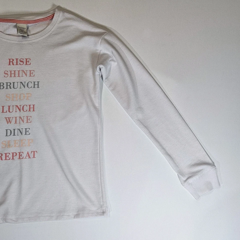 Sonoma Mujer Ropa de Dormir Suéter Talla XS Blanco Informal Cómodo Ropa de Salón Pijama Top Foto 4 de 4