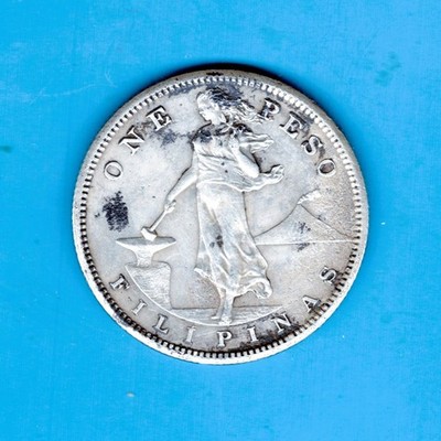 PHILIPPINES - GREAT  HISTORICAL SILVER ONE PESO, 1908 S, KM# 168