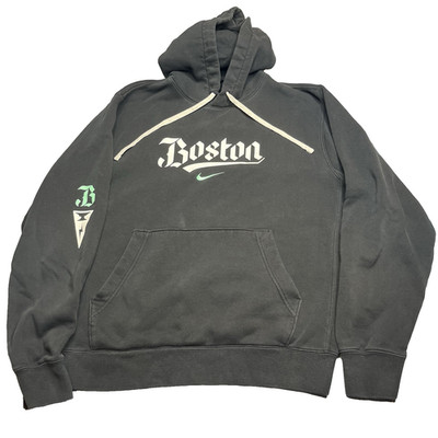 Nike Boston Running Club Hoodie Men's Medium Black Work Hard, Run Strong