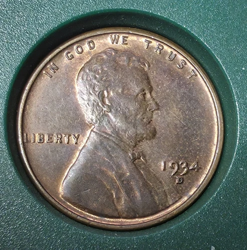 1934-D Lincoln Wheat Penny Cent , Gem Quality, BU (red Brown)