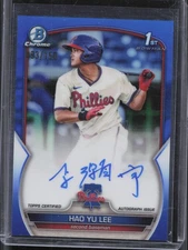2023 Bowman Chrome Hao Yu Lee 1st True Blue Refractor Auto /150 Phillies