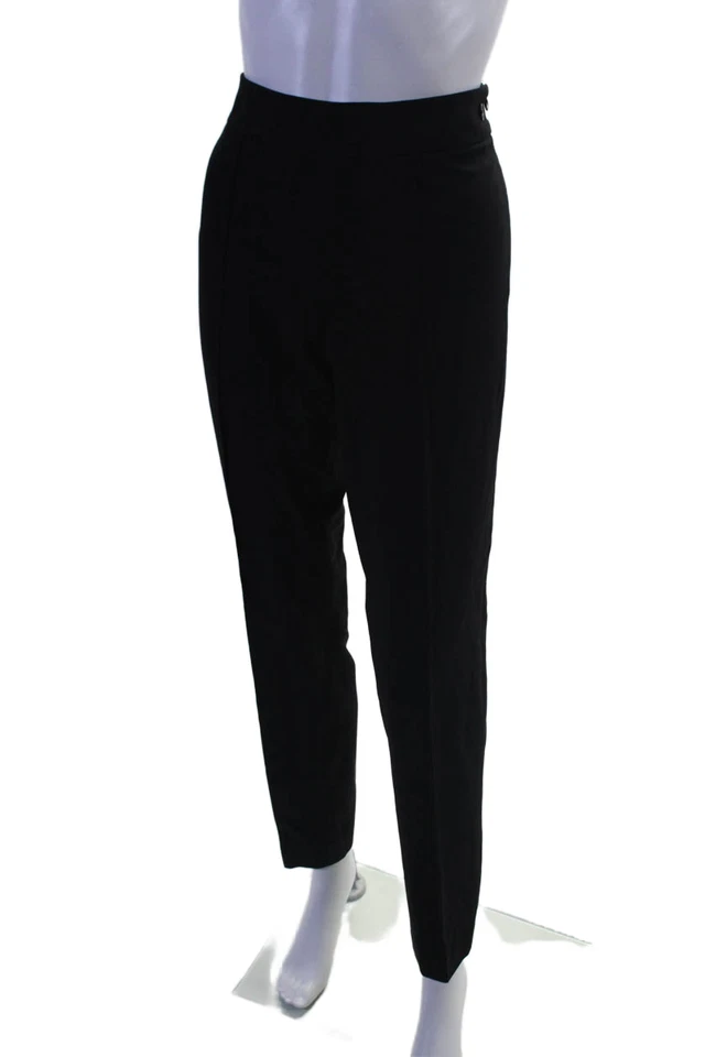 Pantalones cónicos Rena Lange para mujer costura frontal tiro medio cremallera lateral negros talla 8 Foto 2 de 4