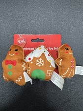 PET CENTRAL GINGERBREAD 3 PACK CAT TOY SET FOR HOLIDAY CHRISTMAS - NEW