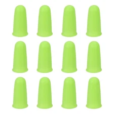 Silicone Finger Protectors, Finger Cover, Green, Middle Size, 12 Pcs