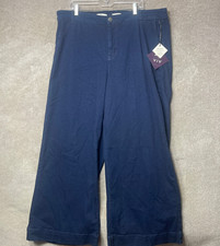Ava Viv Pants Womens 20 40x31 Navy Blue Wide Leg Stretch Casual Workwear Comfort